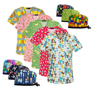 Uniformes d'hôpital à motif de Noël bon marché hommes femmes T-<span class=keywords><strong>shirt</strong></span> infirmière gommage médical confortable uniforme médical gommages chemise imprimée - Product Image 2