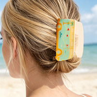 Pinzas para el pelo con diseño de vacaciones de verano en la playa, accesorios versátiles para el cabello, pinza de tiburón para cola de caballo para niñas, accesorio divertido para el cabello, venta al por mayor