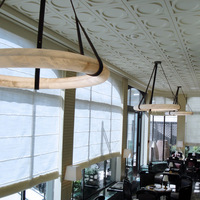 Lustre suspendu personnalisé pour salon, hall d'entrée, salle d'exposition, design moderne en forme d'anneau rond, en marbre et albâtre