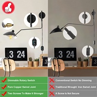 Joint pivotant en cuivre pur Serge Mouille avec commande de commutateur et interrupteur rotatif à intensité variable mur de bras oscillant LED pour salon