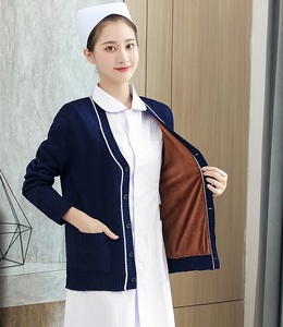 Suéter de punto informal con bordado de logotipo personalizado de fabricación, cárdigans de lana médicos para enfermera de Hospital, abrigos para <span class=keywords><strong>mujer</strong></span> - Product Image 5