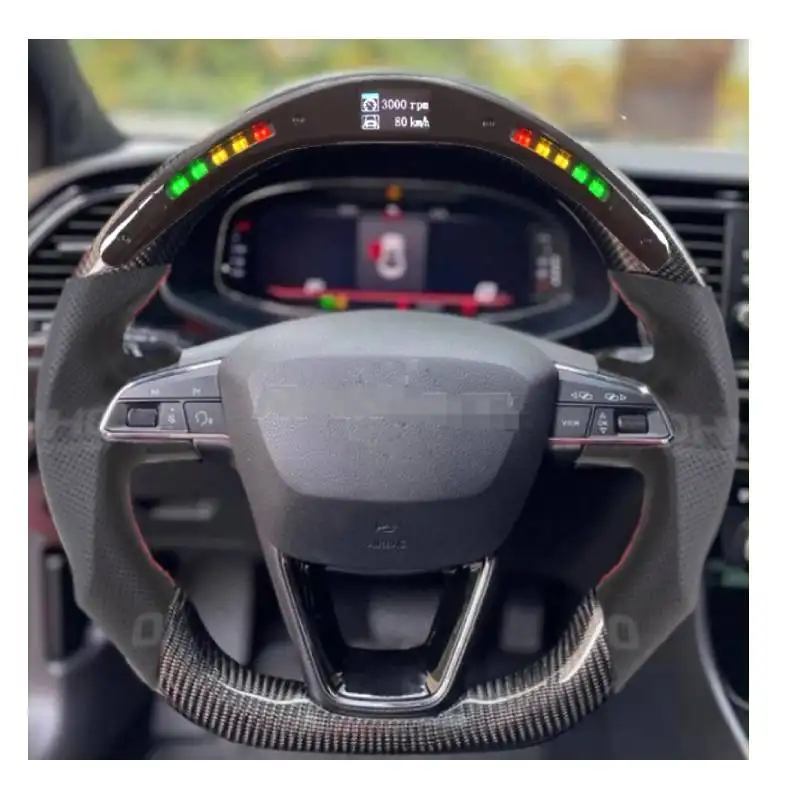 ohc-motoren lenkrad für seat leon cupra mk3 ateca alhambra led digital rennwagen lenkrad aus echter kohlefaser