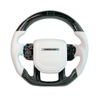 Volant en fibre de carbone noire pour Range Rover L494 L405, pour Land Rover Range Rover Sport avec cuir perforé blanc, bricolage