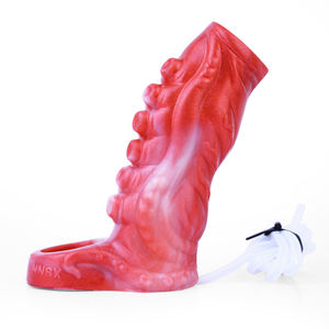 Consolador alienígena de succión hecho de silicona de Color rojo, consolador eyaculador con bombilla y jeringa, manos libres - Product Image 1