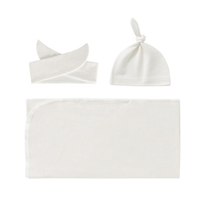Suave algodón recién nacido Nursery 3 Set Baby Swaddle Manta Wrap Sleep <span class=keywords><strong>Saco</strong></span> con diadema y gorro - Product Image 6