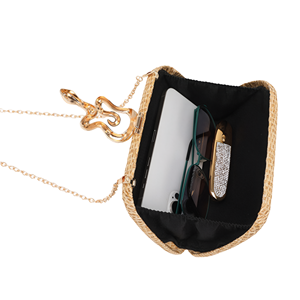 Sac de soirée élégant en paille tressée pour femme avec fermeture serpent, pochette à chaîne métallique amovible pour événements formels et vie quotidienne - Product Image 6