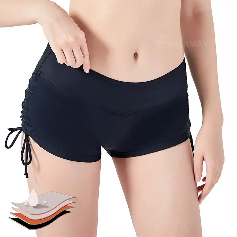 Airtamay 4 capas deportes Menstrual a prueba de fugas ropa interior traje de baño período inferior pantalones cortos Bikini período traje de baño pantalones cortos