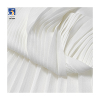 Kain Chiffon Mutiara Berkualitas Tinggi YX796 120gsm, Putih Murni, Poliester, Tenun, Lipatan Akordion 1CM