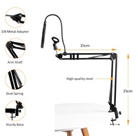 Support de microphone de bureau pliable en métal noir avec support antichoc et accessoire de filtre anti-pop pour instruments de musique de microphone