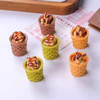 Miniature en résine de type jouet alimentaire, motif cornet de glace ou pain, technique d'émail goutte à goutte, accessoire de porte-clés DIY et ornement