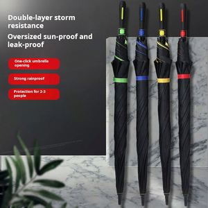 Parapluies de golf droits à 8 baleines, double couche, avec logo personnalisé imprimé pour cadeaux d'affaires - Vente en gros - Product Image 1