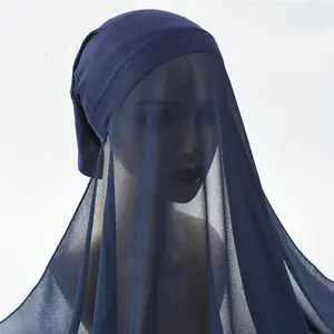 Оптовая продажа, готовый к ношению Кепка хиджаба с нижним шарфом для мусульманских шифоновых хиджабов с нижним козырьком, мгновенный хиджаб для женщин