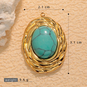 Pendentifs vintage en acier inoxydable 316L plaqué or 14k 18k, non ternissables, avec breloques turquoise pour la fabrication de colliers, bracelets et bijoux - Product Image 6
