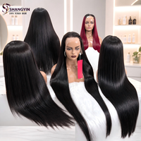 Perruque Lace Front Droite de 32 Pouces en Cheveux Humains Vierges Indiens, Sans Colle, Pré-Décolorée, Nœuds Invisibles, Pré-Plumée, Densité 200% - Vente en Gros