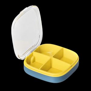 Boîte élégante à 4 compartiments, organisateur compact pour médicaments et vitamines, étui à pilules en plastique - Product Image 3