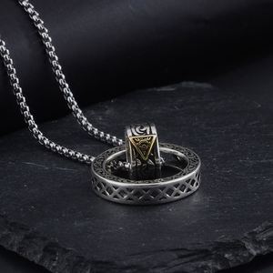 Collier vintage thaïlandais plaqué argent avec pendentif Œil de Dieu pour hommes et femmes, bijoux de couple chinois, bague porte-bonheur attirant la chance - Product Image 4