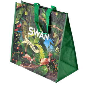 Logotipo personalizado en tendencia para Jumbo Tote <span class=keywords><strong>Bag</strong></span> Tejido laminado ecológico <span class=keywords><strong>PP</strong></span> con cierre de cremallera para regalos y promociones