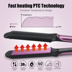 Plancha de Pelo Profesional <span class=keywords><strong>Pritech</strong></span>, Nueva, Placas Anchas de Aluminio para Peinado - Product Image 4