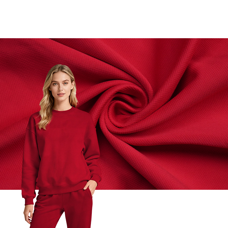 5021 Plain Polyester-Spandex Breathable Bird's Nest Fabric (Face-brushed Back-brushed)-78% Polyester 22% Spandex Heavyweight