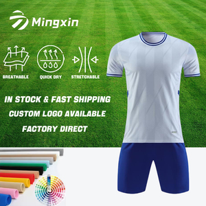 Custom Practice Lattice Men Football <strong>Jerseys</strong> Shirts &amp; Tops <strong>Blue</strong> and White Soccer Uniforms Sets - Product Image 1