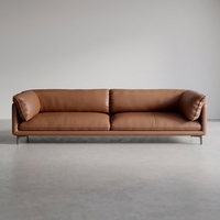 Canapé d'angle moderne en cuir véritable à trois places, style nordique, pour salon d'appartement, idéal pour entrepôt - Technologie italienne simple