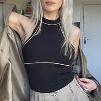Top court à col rond pour femme, Sexy, noir, Corset, court, y2k, Streetwear, slim, Crop Top à la mode