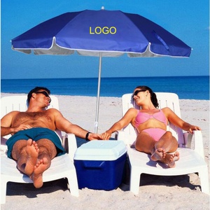 High Quality Custom Logo Designed Iron <b>Frame</b> Windproof Straight Garden Beach Umbrellas UV Prints Manual Control Wholesale - Product Image 1