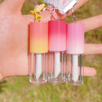 Tube de brillant à lèvres rond de 4 ml avec pinceau et pendentif mignon, couleur dégradée, emballage cosmétique – Vente chaude