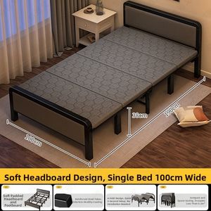 Letto Singolo Pieghevole di Lusso con Testiera Imbottita Morbida, Struttura in Metallo Economica, Larghezza 90cm - Product Image 3