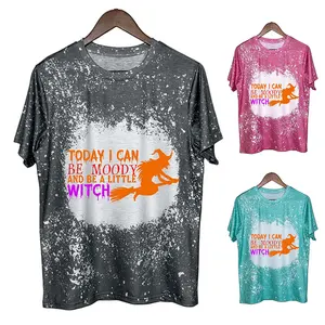Fashion Summer T Shirts Women Casual Graphic Cotton Halloween Witch Print Short Sleeve Tshirts Vintage Lady Tops Tees