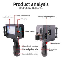 Impresora de Inyección de Tinta Portátil Digital de Mano para Codificación por Lotes con Código QR, Pantalla Táctil para Codificación por Lotes de Bolsas de Plástico, Fecha de Caducidad