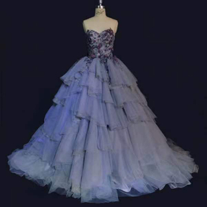 8332 Nuevo Producto 2022 Elegante Vestido de Noche Largo sin Tirantes con Apliques de Encaje para Mujer - Product Image 1