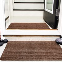 Tapis de porte antidérapant à double rayure en polyester, tapis d'entrée commercial perforé à l'aiguille avec support en PVC