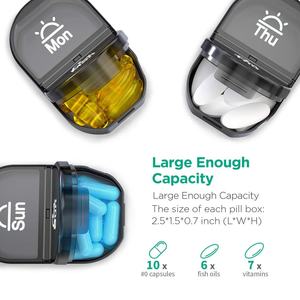 Pastillero Semanal de 7 Días con 14 Compartimentos, Negro, Organizador de Pastillas, Portátil, de Plástico, con Compartimentos para Día y Noche, Venta al por Mayor - Product Image 4