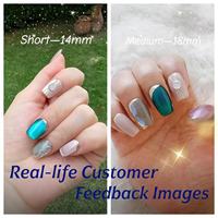 Unhas Postiças Micoz Francesas Feitas à Mão e Pintadas à Mão em Acrílico Azul Claro com Cola, Formatos Coffin/Amêndoa/Quadrado, Comprimentos Longo/Médio/Curto