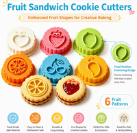 Pemotong Kue Sandwich Buah, Cetakan Biskuit Tekan 3D, Alat Pembuat Kue Fondant Stroberi Ceri Jeruk Mangga Lemon Apel