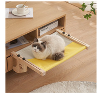 Perchoir de fenêtre pour chat à couverture amovible de luxe personnalisé hamac de lit suspendu d'intérieur en bois pour chat avec étagère de lit pour chats et petits animaux de compagnie