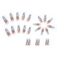 W128 24 pièces en gros par boîte de vendeurs de presse à ongles en acrylique à poser sur les ongles