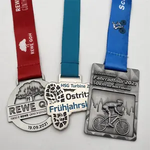 Anufacturer-Medalla giratoria de metal con cinta, recuerdo personalizado de pavo de 5km y 10km de media maratón para correr