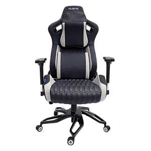 ALSEYE-Silla de oficina de cuero genuino con almohada, sillón de gaming de calidad Superior