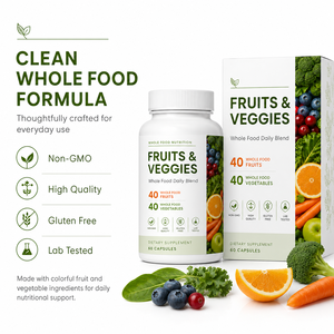Suplemento de Frutas y Verduras de Marca Privada 40+40 Mezcla Diaria de Alimentos Integrales Sin OGM Sin Gluten Cápsulas de Superalimentos OEM - Product Image 4