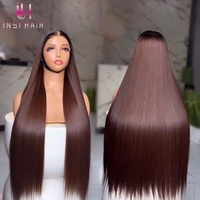 Peluca de Cabello Humano Liso Color Marrón Chocolate, Sin Pegamento, Densidad 250, SDD, Cabello Virgen Vietnamita, Peluca con Frente de Encaje, Precio al por Mayor, Lista para Usar