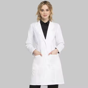 Venta al por mayor precio directo de fábrica mujeres blanco puro bata de laboratorio Hospital uniforme médico estudiantes universitarios abrigos médico enfermera uniforme - Product Image 2