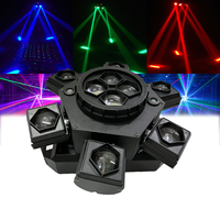 Foco de Cabeza Móvil de Haz LED Ojo de Abeja de 6 Brazos con Carcasa de Aleación y Efecto Láser Rojo y Verde, Bola de Música para DJ Disco, LUCES LÁSER