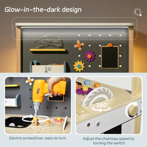 Banc de travail <span class=keywords><strong>en</strong></span> <span class=keywords><strong>bois</strong></span> pour enfants, table d'activités avec outils de maintenance - Ensemble de jeu d'outils multifonctionnel pour tout-petits, jouet éducatif d'ingénieur - Product Image 4