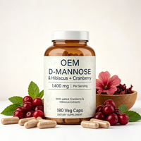 Capsules végétales de D-Mannose 180 unités 1400mg Hibiscus Canneberge Marque Personnalisée OEM Fourniture en Gros