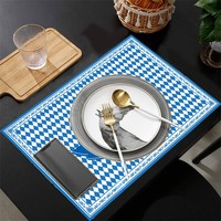 Nappe de table en polyester à motif bière Oktoberfest allemande, bleu et blanc à carreaux, pour décorations de fête et fournitures de table
