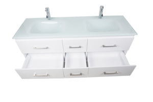 Bassin en verre Super blanc, robuste et anti-poussière, armoire de salle de bains en Pvc personnalisée au mur, MDF - Product Image 6