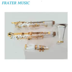 Corpo transparente de alta qualidade 18 chaves tom g clarinete com chaves banhadas a ouro (JCL-183)