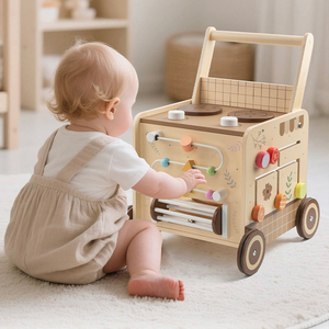 Jouets sensoriels et accessoires de cuisine pour bébés en bois multifonctionnels 4 en 1 pour les tout-petits - Product Image 1